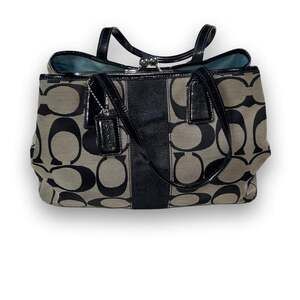 Vintage Y2K Coach Signature Monogram Framed Kisslock Carryall Bag